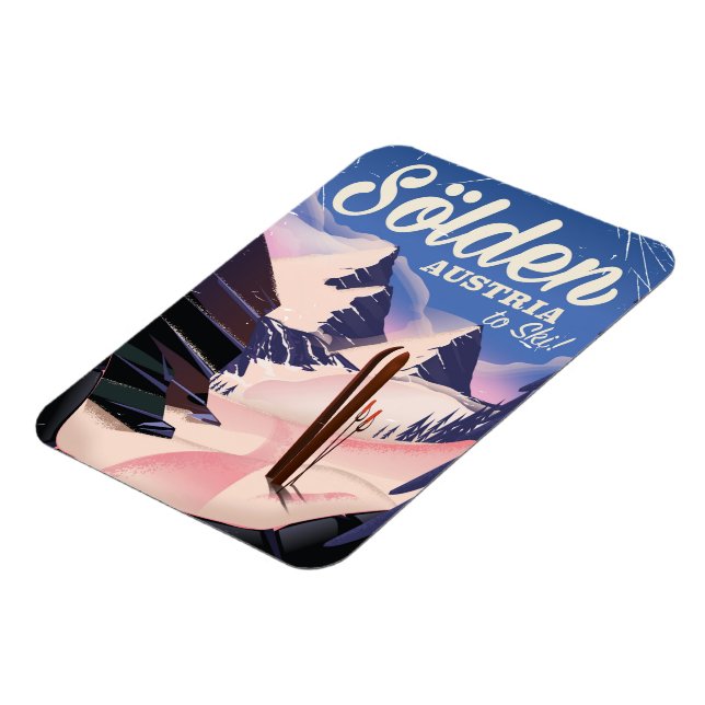 Sölden Austria Vintages Skipposter Magnet (Linke Seite)
