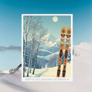 Sölden Österreich Europa Skiurlaub Retro Postkarte