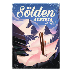 Sölden Österreich Vintage-Skiplakat Fotodruck
