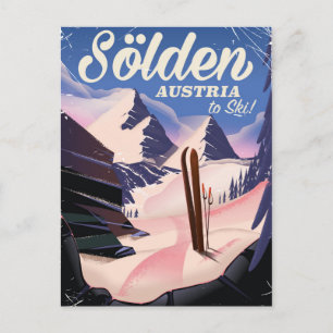 Sölden Österreich Vintage-Skiplakat Postkarte