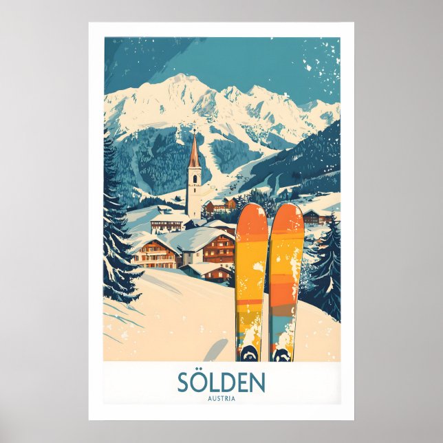 Sölden Ski Plakat Österreich 1 (Vorne)