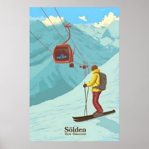 Sölden Skigebiet Reiseplakat Poster