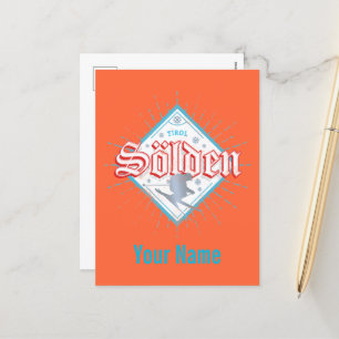 Solden Tirol Retro Skier Vintager Skiurlaub Feiertagspostkarte