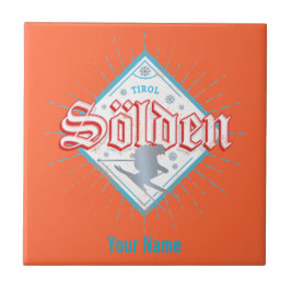 Solden Tirol Retro Skier Vintager Skiurlaub Fliese