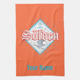 Solden Tirol Retro Skier Vintager Skiurlaub Geschirrtuch