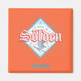 Solden Tirol Retro Skier Vintager Skiurlaub Magnet