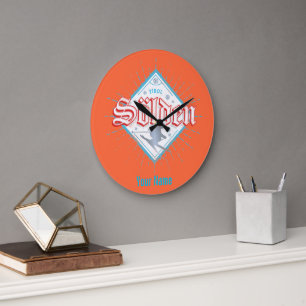 Sölden Tirol Retro Skifahrer Vintage Skiurlaub Große Wanduhr