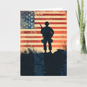 Soldier American Flag Feiertagskarte