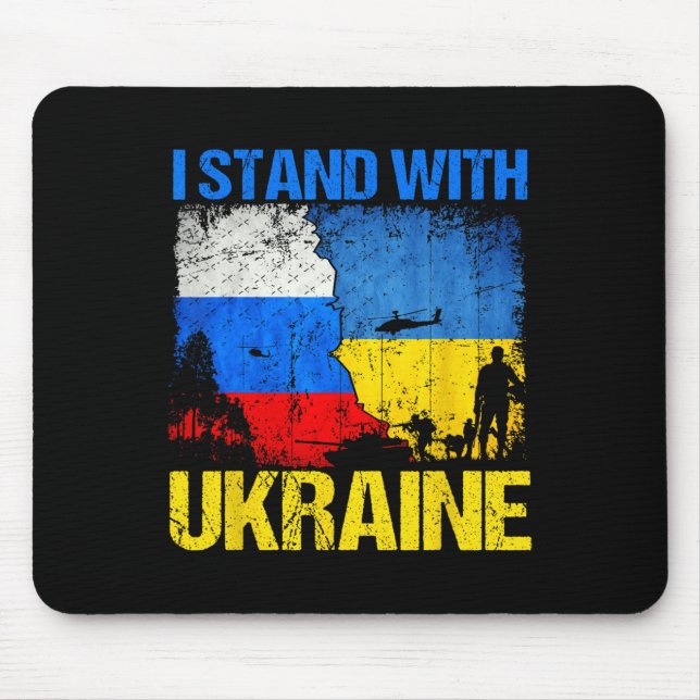 Soldier Flag Support I Stand With Ukraine Russian  Mousepad (Vorne)