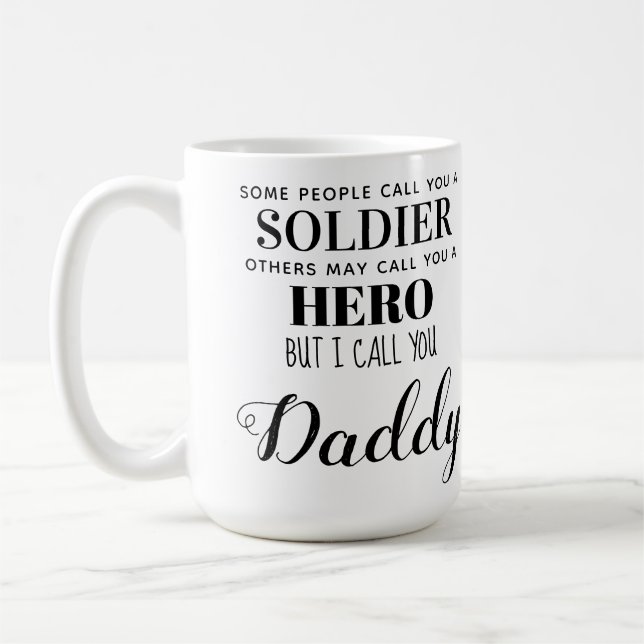 Soldier Hero Military Daddy Vathers Day Foto Kaffeetasse (Links)