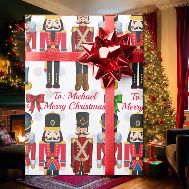 Soldier Nutcracker Personalize Name Christmas Wrap Geschenkpapier (Von Creator hochgeladen)