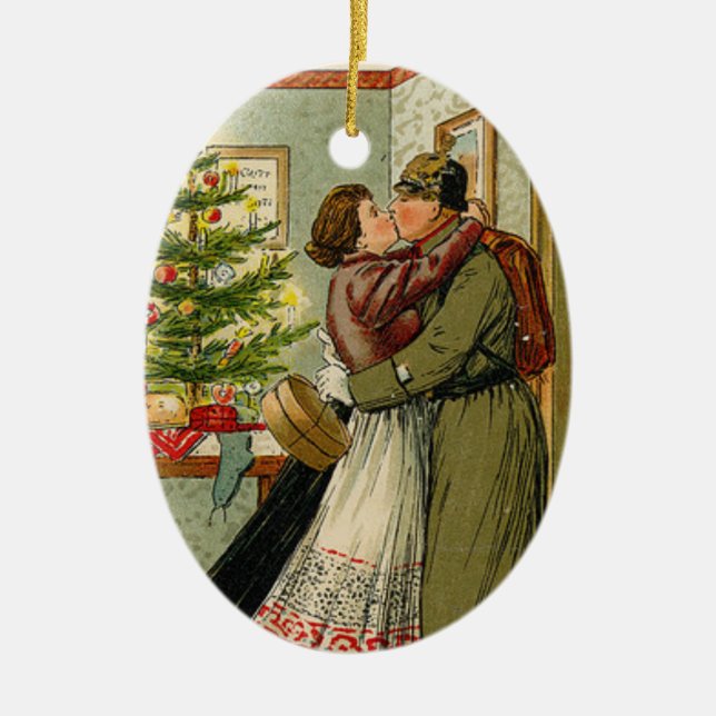 Soldier-Rückkehr für Weihnachten Keramikornament (Vorne)