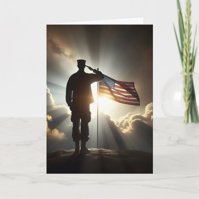 Soldier Saluting Flag zum Geburtstag Karte (Vorderseite)
