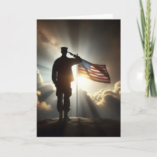 Soldier Saluting Flag zum Geburtstag Karte