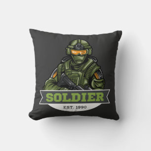 Soldier Tactical Logo – Militär-Emblem-Design Kissen