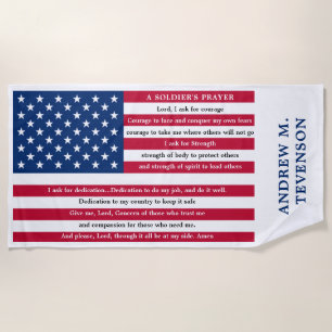 Soldiers Prayer Personalisiert amerikanische Flagg Strandtuch