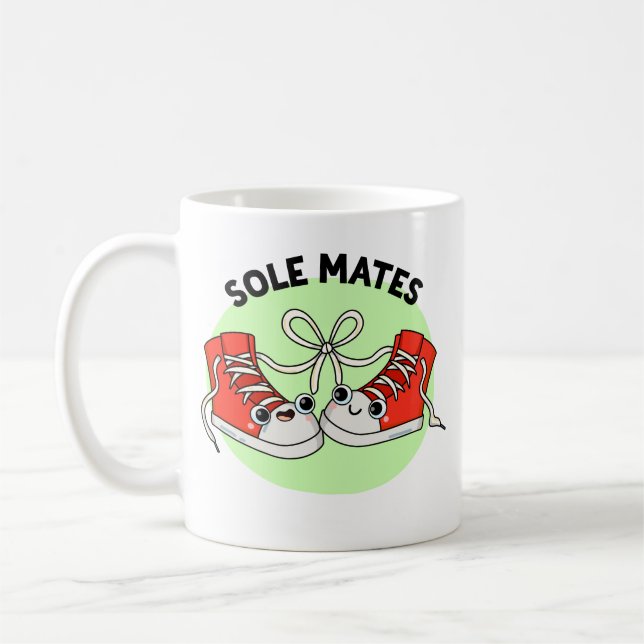 Sole Mates Funny Shoe Pun Kaffeetasse (Links)