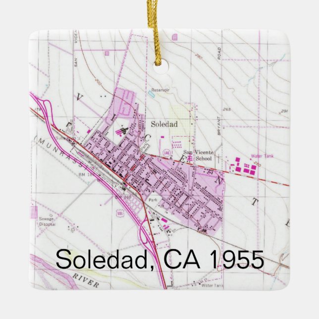 Soledad CA 1955 Karte Keramikornament (Vorderseite)