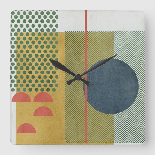 Soleil Rouge IV Quadratische Wanduhr (Vorderseite)