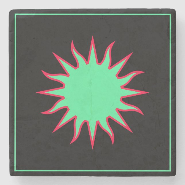 Soleil Sun Sonne Steinuntersetzer (Vorderseite)