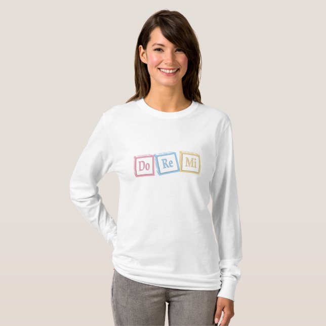 Solfeggio Baby Blocks Music Bildung "Do Re Mi" T-Shirt (Vorne ganz)