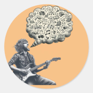 Solfeggio explodierender Gitarrenspieler Runder Aufkleber