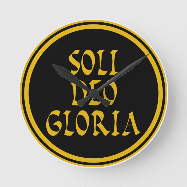 Soli Deo Gloria Runde Wanduhr (Vorderseite)