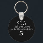 Soli Deo Gloria Schlüsselanhänger<br><div class="desc">Eine schwarze Schlüsselkette mit dem Satz "Soli Deo Gloria" darauf. Das bedeutet "für den Ruhm Gottes allein". Diese Schlüsselkette kann helfen,  eine Erinnerung zu sein,  die wir in allem,  was wir so sagen und denken,  Gott glorifizieren müssen.</div>