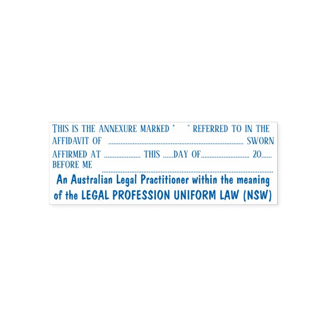 Solicitor affidavit annexure NSW Gesetz blau Permastempel (Design)