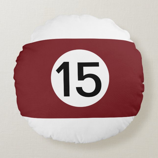 Solid and Stripe Billiard Balls #15 Sammeln alle 1 Rundes Kissen (Vorderseite)