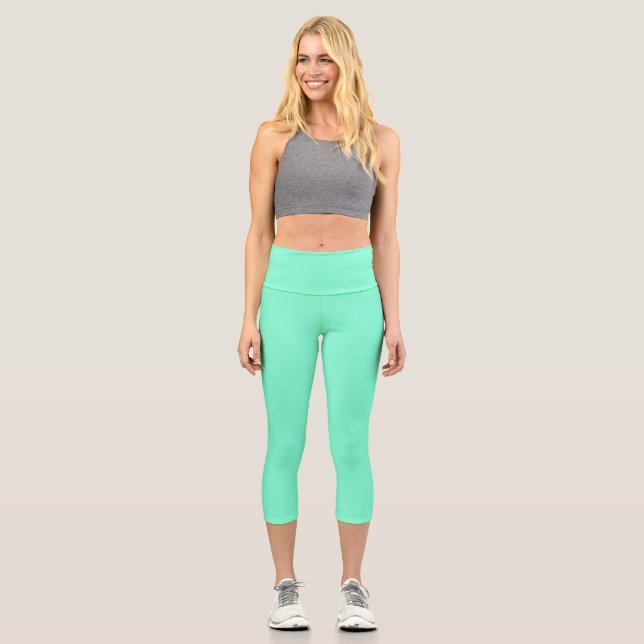 Solid Aquamarine Capri Leggings (Vorderseite)