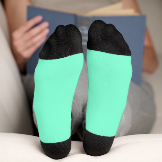 Solid Aquamarine und Schwarz Cool Socken (Unterseite)