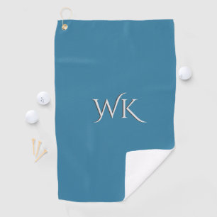 Solid Astral Blue Monogram Golfhandtuch