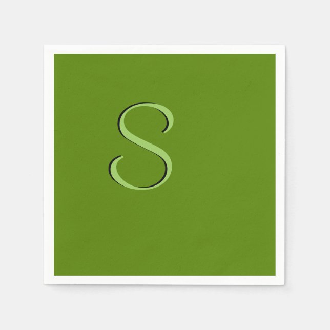 Solid Avocado Green initialisiert Serviette (Vorderseite)