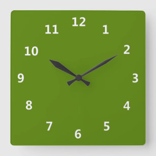 Solid Avocado Green Quadratische Wanduhr