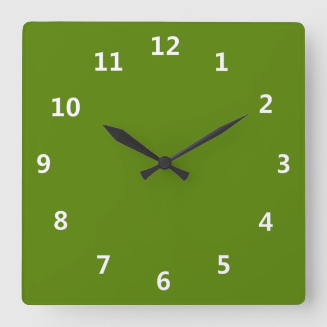 Solid Avocado Green Quadratische Wanduhr (Vorderseite)