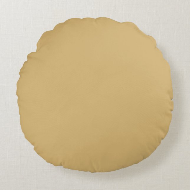 Solid Beige Rundes Kissen (Vorderseite)