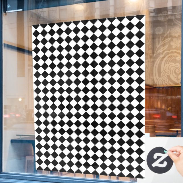 Solid Black and White Chevron Pattern Fensteraufkleber (Café-Fenster)