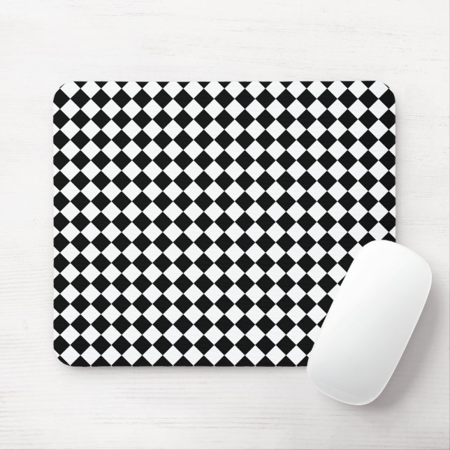 Solid Black and White Chevron Pattern Mousepad (Mit Mouse)