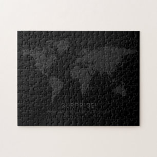 Solid Black Dark World Map geheime Überraschungsm Puzzle