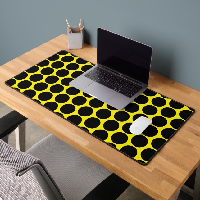 Solid Black Dotted Stylish Bright Yellow Schreibtischunterlage (Büro 2)