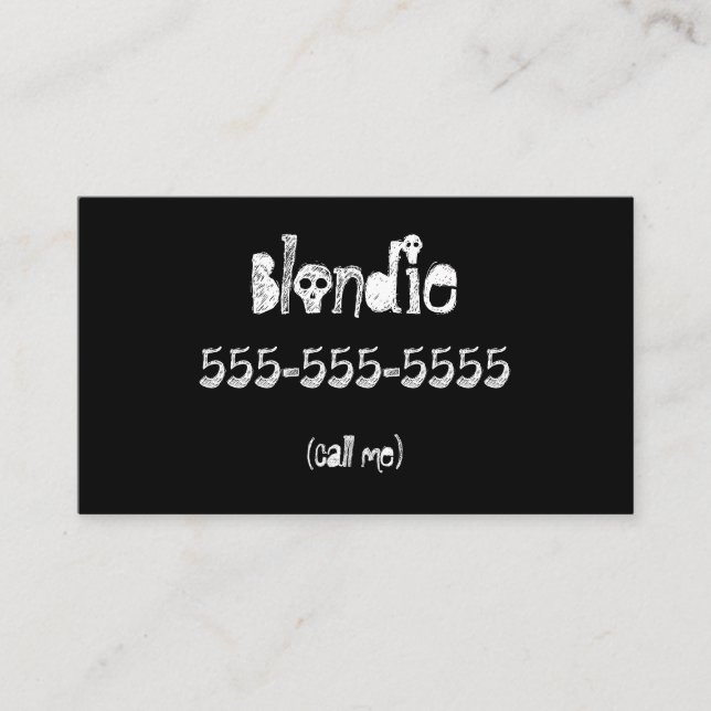 Solid Black Goth Call Me Cards Visitenkarte (Vorderseite)