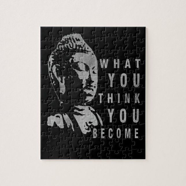 Solid Black Motivierend Buddha Zitat Puzzle (Vertikal)