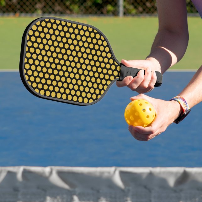 Solid Black with Metallic Gold Dot Style Pickleball Schläger (InSitu)