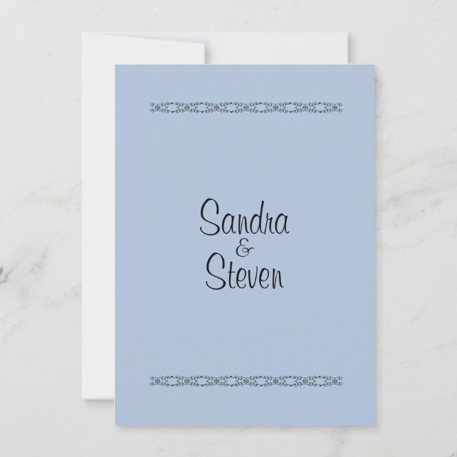 Solid Blue Wedding Einladung (Rückseite)