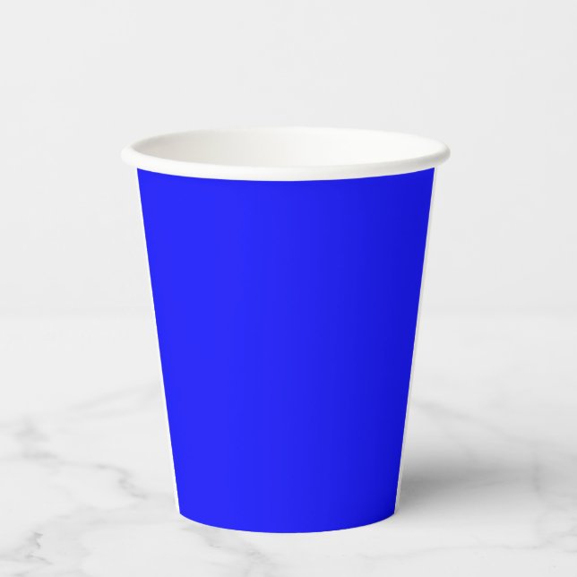 Solid Bright Blue Color Minimalistisch Schlicht Pappbecher (Vorderseite)