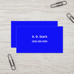 Solid Bright Blue Minimalistisch Business Cards Visitenkarte