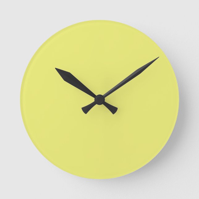 Solid Bright Lemon Yellow Wall Clock Runde Wanduhr (Vorderseite)