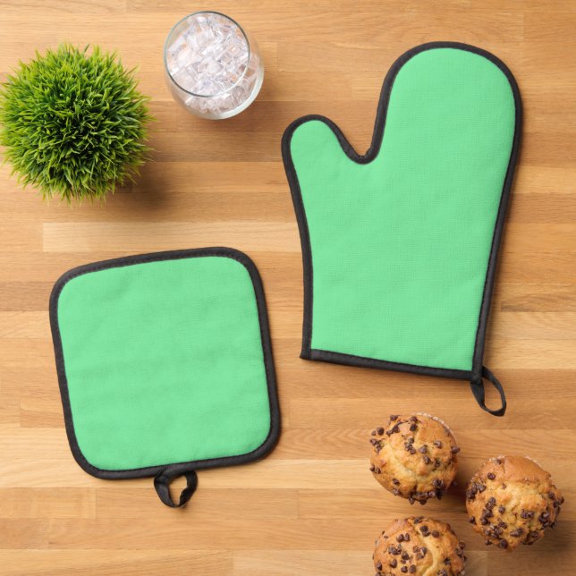 Solid Bright Lime Green Oven Mitt Set (Oben Unten)