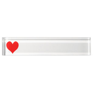 Solid Bright Red Niedlich Heart Namensplakette